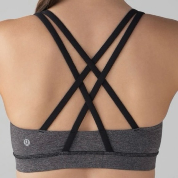 Lululemon Energy Bra Heathered Black/Black 6 - Picture 2 of 6